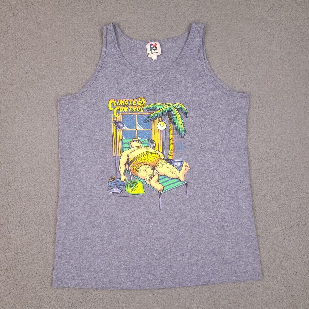 Vintage Signal‎ Tank Top Mens Large Purple 1994 Climate Control Artwear USA Made